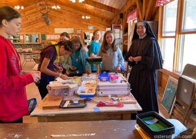Beading class in hall